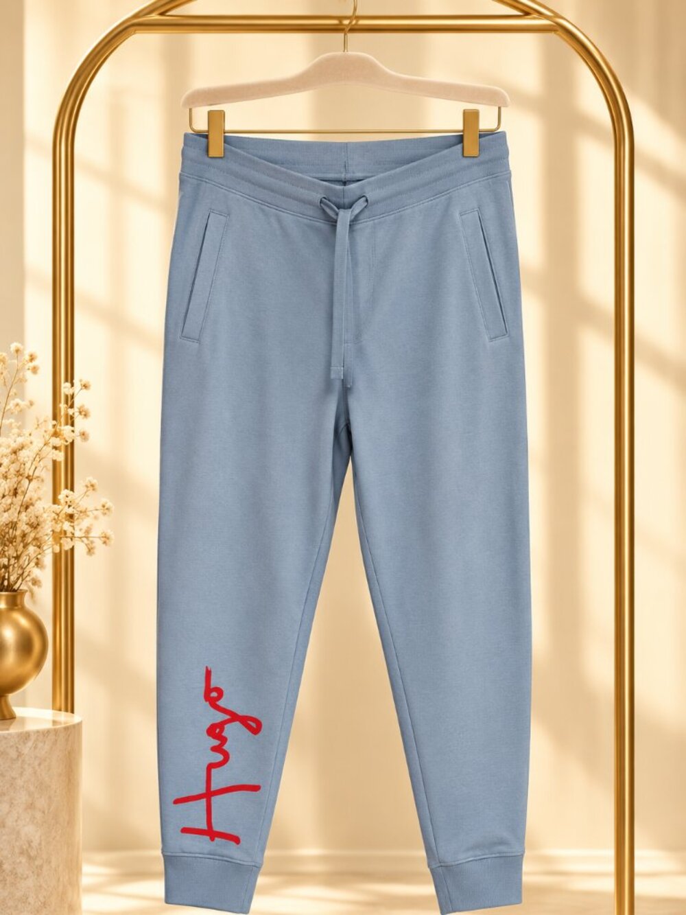 Elevated Athleisure HUGO Boss Dormoro Logo Joggers Slate Gray Red L